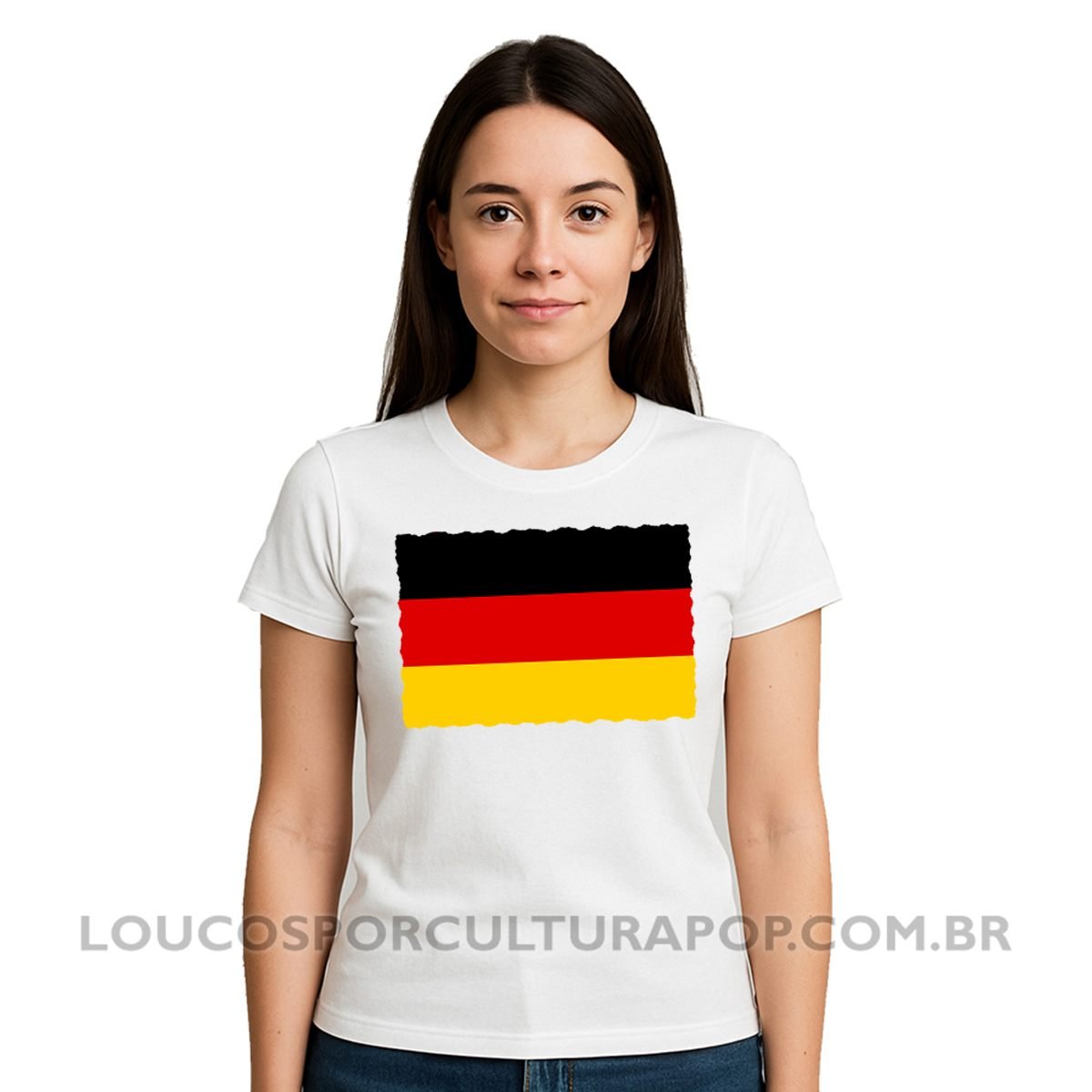 Camiseta Feminina Baby Look Bandeira da Alemanha - Imagem 2