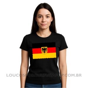 Camiseta Feminina Baby Look Bandeira da Alemanha Ocidental