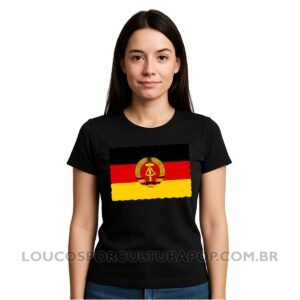 Camiseta Feminina Baby Look Bandeira da Alemanha Oriental