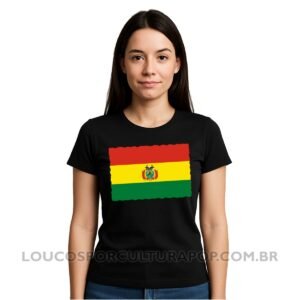 Camiseta Feminina Baby Look Bandeira da Bolívia