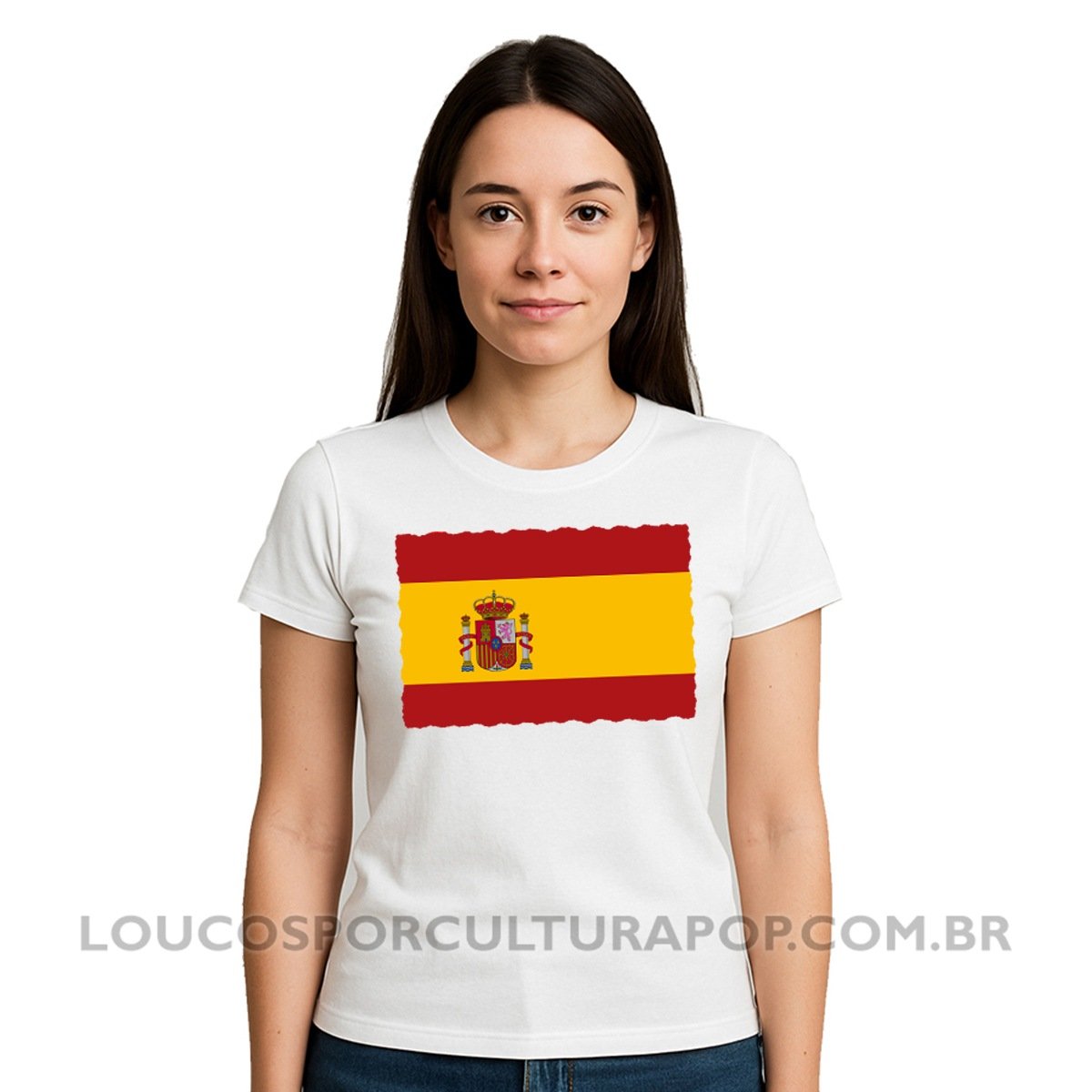 Camiseta Feminina Baby Look Bandeira da Espanha - Imagem 2