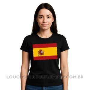 Camiseta Feminina Baby Look Bandeira da Espanha