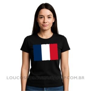 Camiseta Feminina Baby Look Bandeira da França
