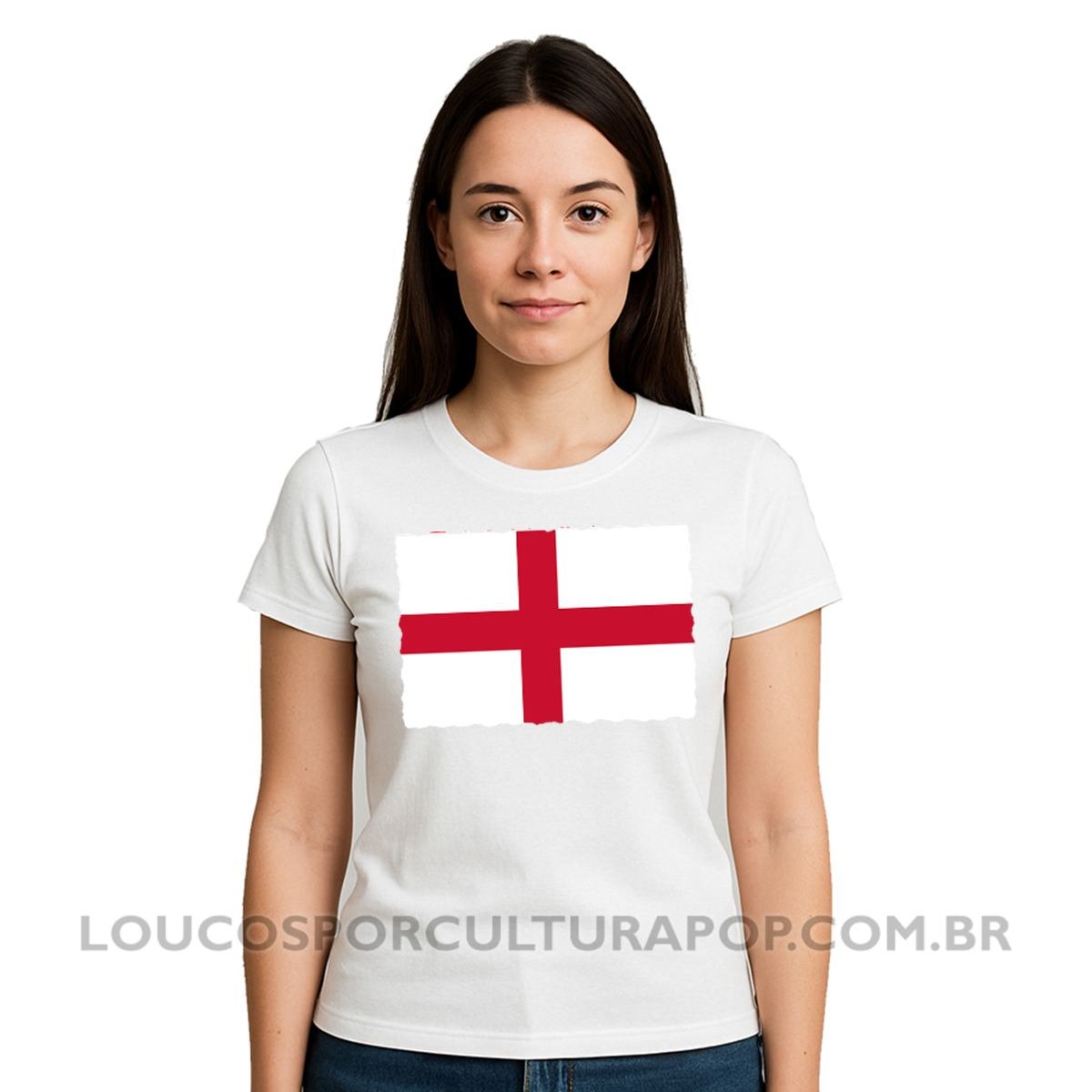Camiseta Feminina Baby Look Bandeira da Inglaterra - Imagem 2