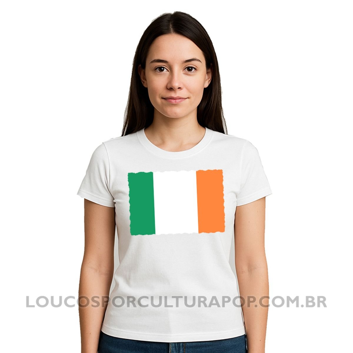 Camiseta Feminina Baby Look Bandeira da Irlanda - Imagem 2
