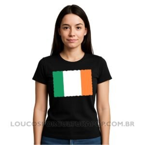 Camiseta Feminina Baby Look Bandeira da Irlanda