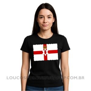 Camiseta Feminina Baby Look Bandeira da Irlanda do Norte