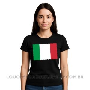 Camiseta Feminina Baby Look Bandeira da Itália