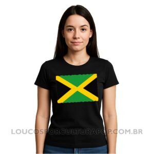 Camiseta Feminina Baby Look Bandeira da Jamaica