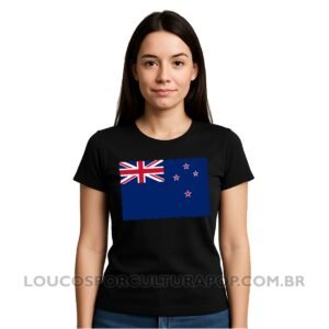Camiseta Feminina Baby Look Bandeira da Nova Zelândia