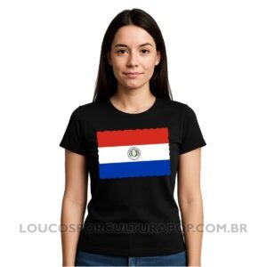 Camiseta Feminina Baby Look Bandeira do Paraguai