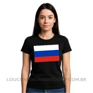 Camiseta Feminina Baby Look Bandeira da Rússia