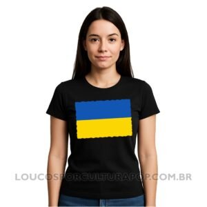 Camiseta Feminina Baby Look Bandeira da Ucrânia