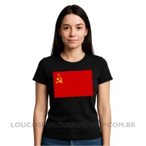 Camiseta Feminina Baby Look Bandeira da União Soviética