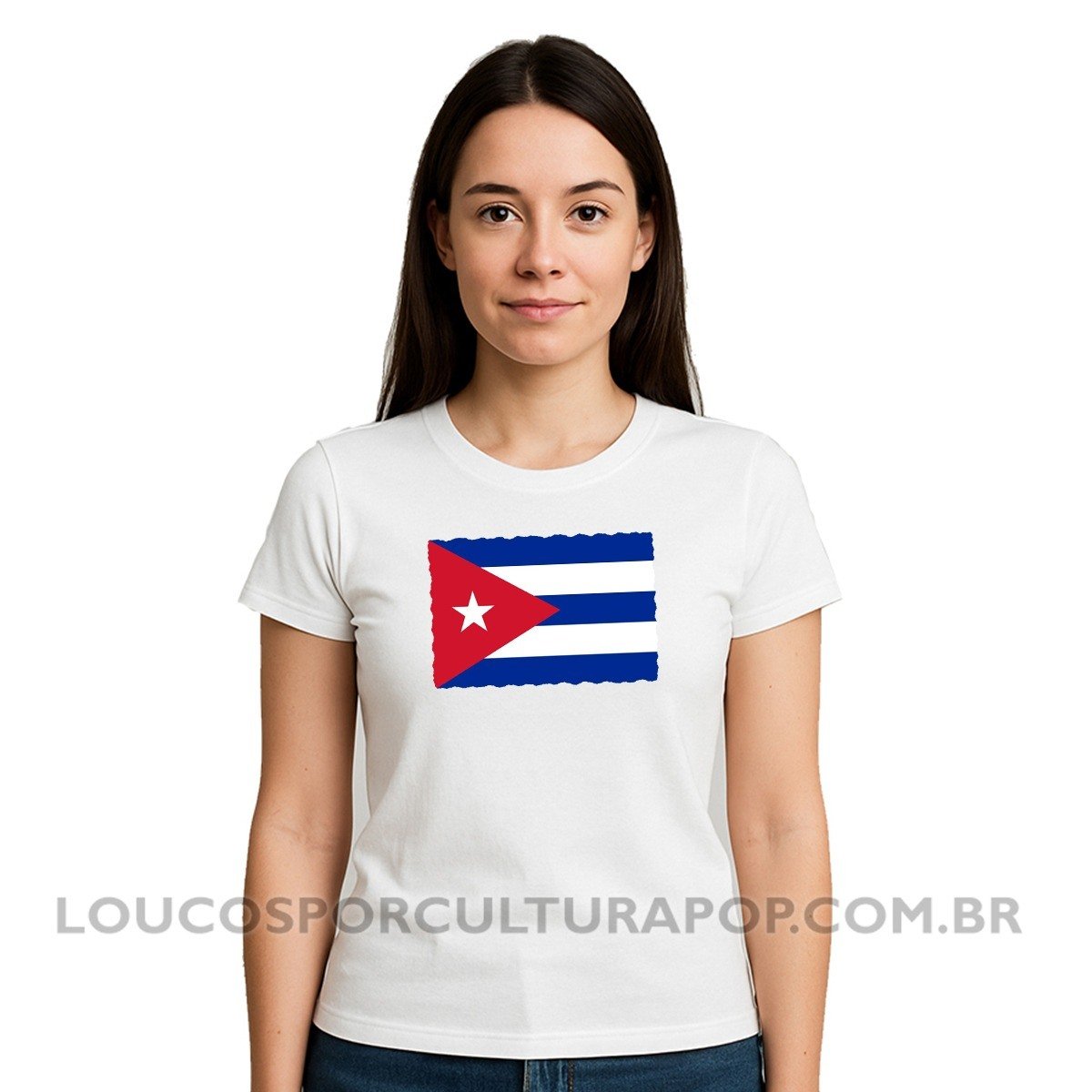 Camiseta Feminina Baby Look Bandeira de Cuba - Imagem 2