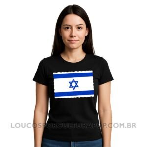 Camiseta Feminina Baby Look Bandeira de Israel