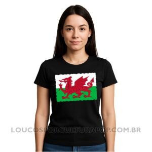 Camiseta Feminina Baby Look Bandeira do País de Gales