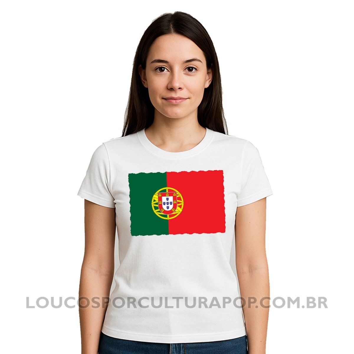 Camiseta Feminina Baby Look Bandeira de Portugal - Imagem 2