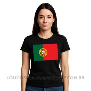 Camiseta Feminina Baby Look Bandeira de Portugal