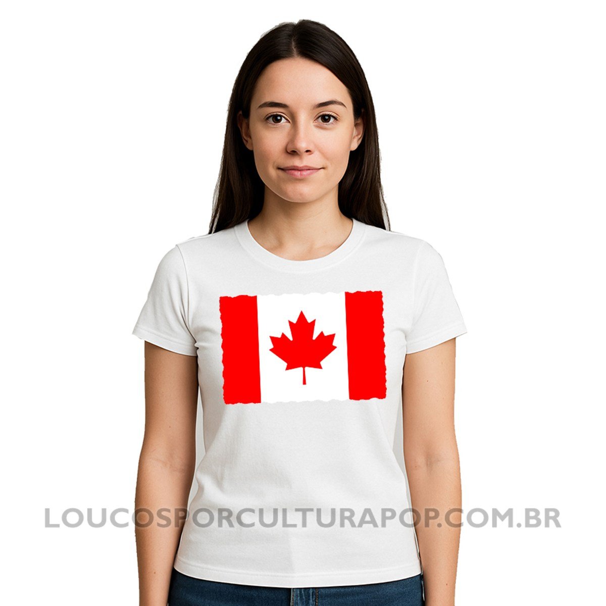 Camiseta Feminina Baby Look Bandeira do Canadá - Imagem 2