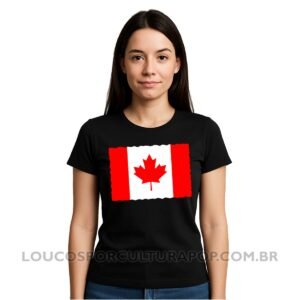 Camiseta Feminina Baby Look Bandeira do Canadá