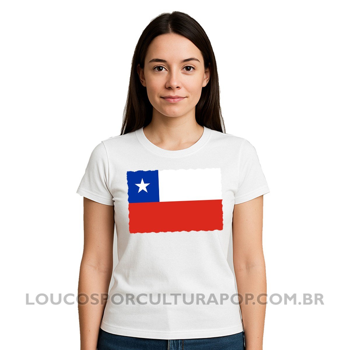 Camiseta Feminina Baby Look Bandeira do Chile - Imagem 2