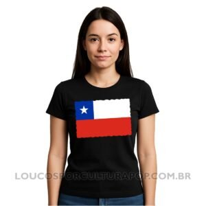 Camiseta Feminina Baby Look Bandeira do Chile