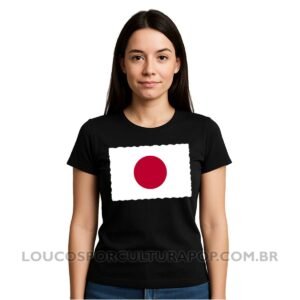 Camiseta Feminina Baby Look Bandeira do Japão