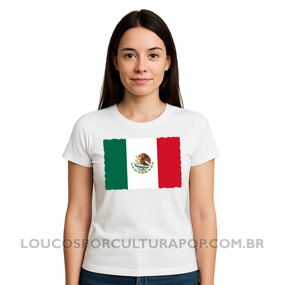 Camiseta Feminina Baby Look Bandeira do México - Imagem 2