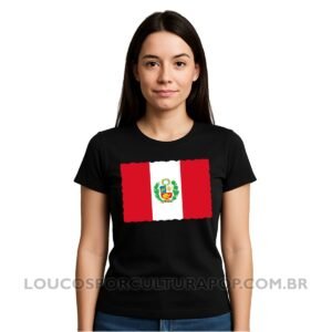 Camiseta Feminina Baby Look Bandeira do Peru