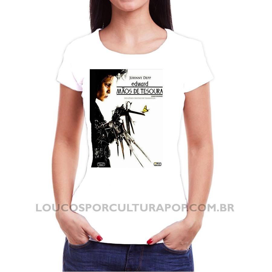 Camiseta Feminina Baby Look Edward Mãos de Tesoura - Imagem 2