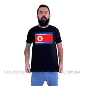 Camiseta Masculina Bandeira da Coreia do Norte