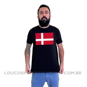 Camiseta Masculina Bandeira da Dinamarca