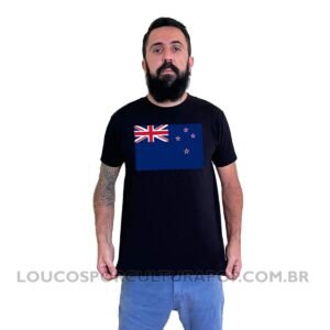 Camiseta Masculina Bandeira da Nova Zelândia