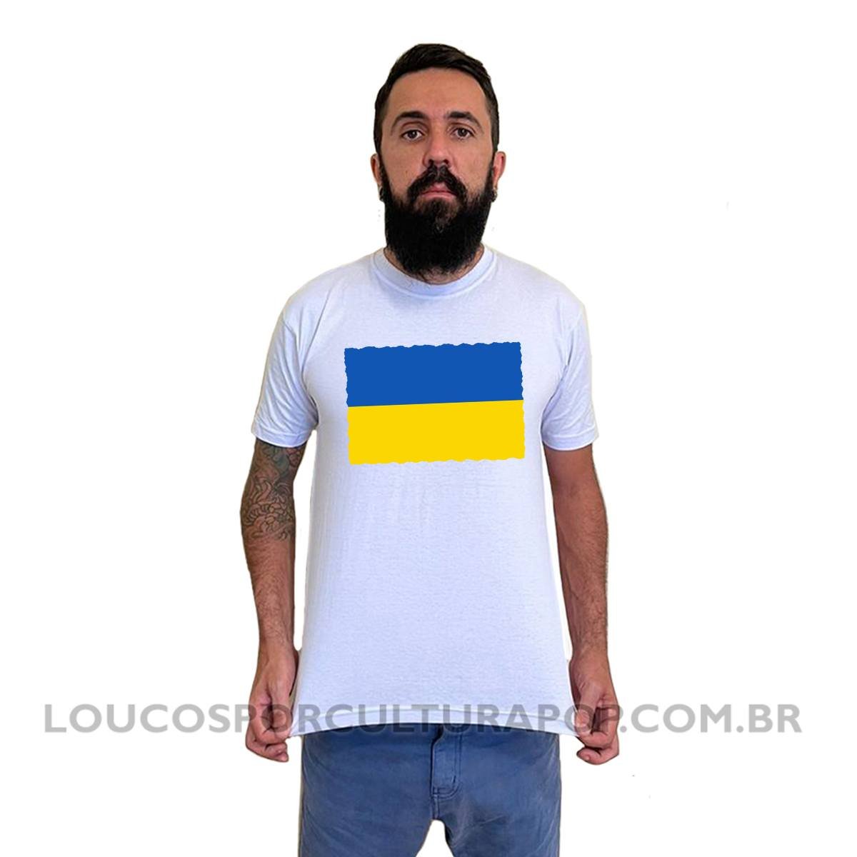 Camiseta Masculina Bandeira da Ucrânia - Imagem 2