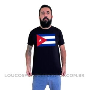 Camiseta Masculina Bandeira de Cuba
