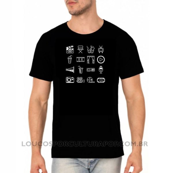 Camiseta Masculina Eu Amo Cinema