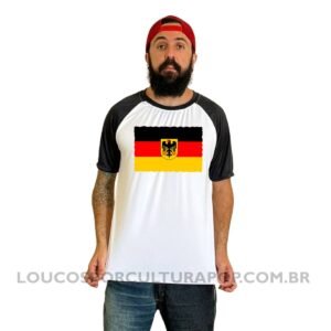 Camiseta Masculina Raglan Bandeira da Alemanha Ocidental