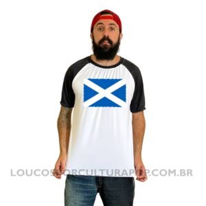 Camiseta Masculina Raglan Bandeira da Escócia