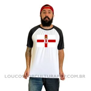 Camiseta Masculina Raglan Bandeira da Irlanda do Norte