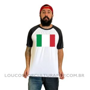 Camiseta Masculina Raglan Bandeira da Itália