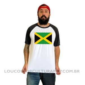 Camiseta Masculina Raglan Bandeira da Jamaica