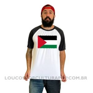 Camiseta Masculina Raglan Bandeira da Palestina