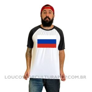 Camiseta Masculina Raglan Bandeira da Rússia