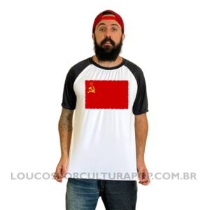 Camiseta Masculina Raglan Bandeira da União Soviética