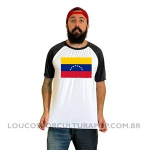 Camiseta Masculina Raglan Bandeira da Venezuela