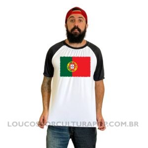 Camiseta Masculina Raglan Bandeira de Portugal