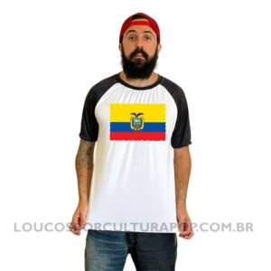 Camiseta Masculina Raglan Bandeira do Equador