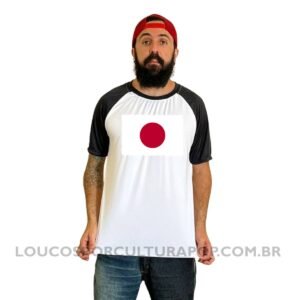 Camiseta Masculina Raglan Bandeira do Japão