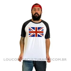 Camiseta Masculina Raglan Bandeira do Reino Unido
